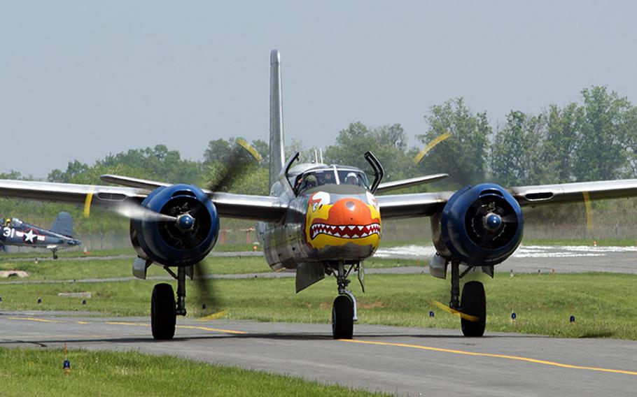 A pilot lands his plane at the Culpeper Regional Airport Thursday, May 7, during the preview for the Arsenal of Democracy: World WA maar II Victory Capitol Flyover.