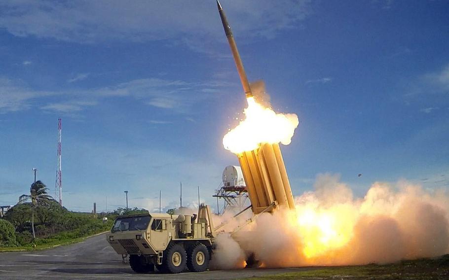 A Terminal High Altitude Area Defense interceptor is launched during a successful intercept test in 2013.