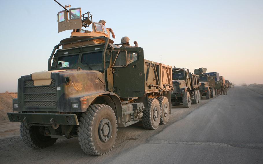 Marines head back to Camp Fallujah the morning of May 24, 2006.