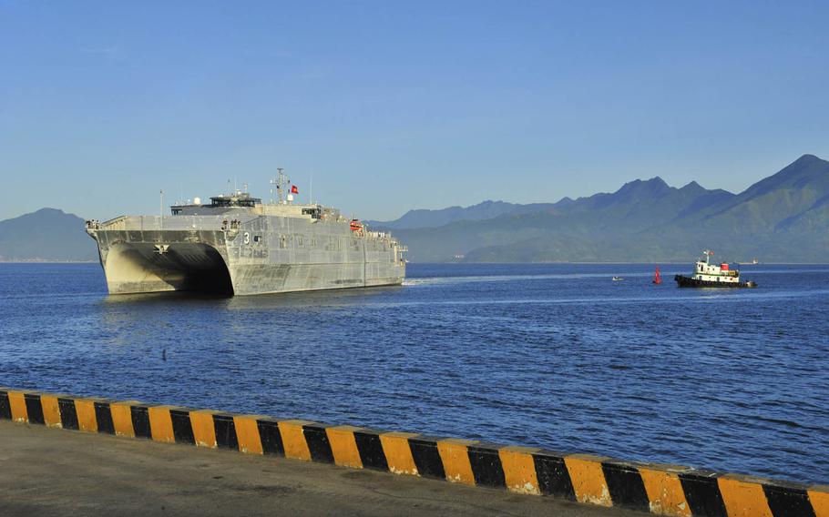 The joint high speed vessel USNS Millinocket, shown here in Vietnam in August, will participate in the Southeast Asia Cooperation and Training exercise, which began Monday, Oct. 5, 2015, in Singapore.