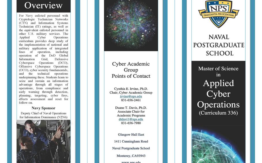 The Navy is searching for sailors to take part in a 12-month graduate program designed to meet the Defense Department’s growing need for trained cyber professionals.