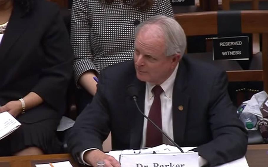 In this screenshot from a U.S. House Armed Services Committee video, Dr. Gerald W. Parker, a retired Army colonel who once commanded the U.S. Army Medical Research Institute of Infectious Diseases at Fort Detrick, Md., tells a House subcommittee Wednesday, Jan. 3, 2016, that the U.S. is at risk of repeating last year's anthrax debacle unless laboratories make "smart improvements" in biosecurity and biosafety.
