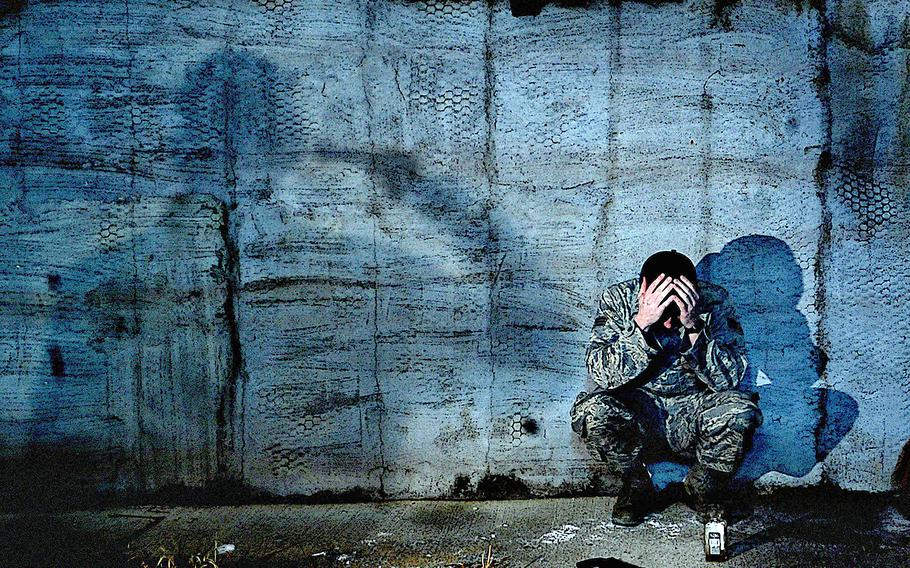 A Defense Department illustration depicts the hazards of suicidal thoughts, as it aims to boost awareness of mental health prevention programs available to servicemembers.