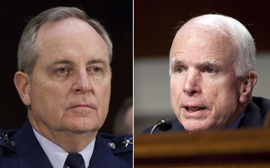 Air Force Chief of Staff Gen. Mark A. Welsh III and Sen. John McCain