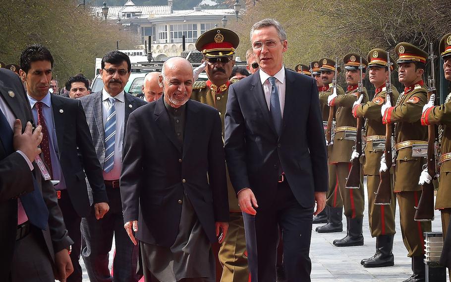 NATO Secretary General Jens Stoltenberg and the President of Afghanistan, Ashraf Ghani on March 15, 2016.