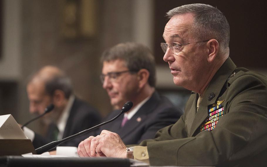 Chairman of the Joint Chiefs of Staff Gen. Joseph Dunford testifies before the Senate Armed Services Committee on the Department of Defense budget posture in review of the Defense Authorization Request for Fiscal Year 2017 and the Future Years Defense Program in Washington D.C., March 17, 2015.