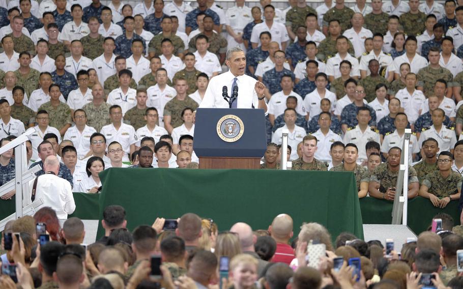 President Barack Obama speaks at Marine Corps Air Station Iwakuni, Japan, Friday, May 27, 2016.