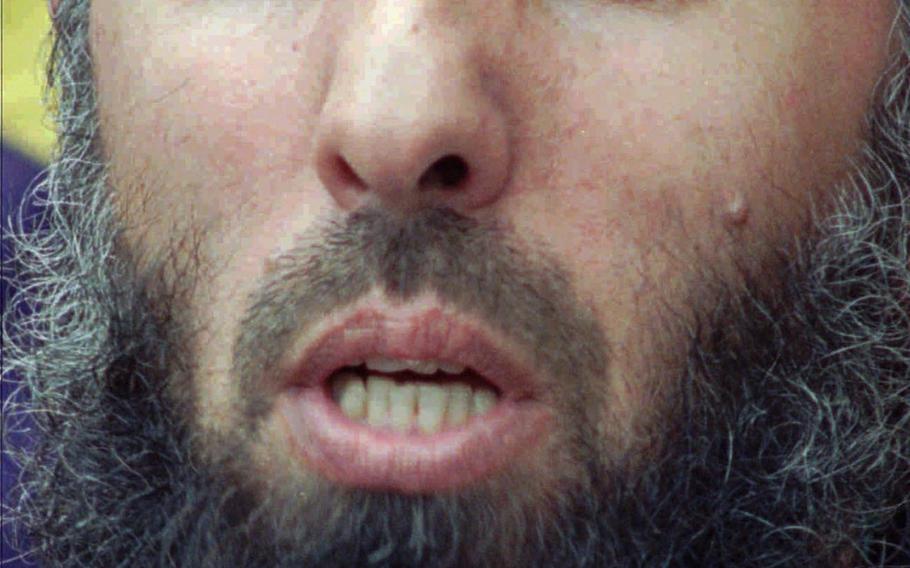 FILE -- In this Feb. 13, 1996 file photo Gulbuddin Hekmatyar, Chief of Hezb-i-Islami Afghanistan addresses a news conference in Islamabad, Pakistan. The former Afghan warlord has announced that a much-touted peace deal between his militant group and the Kabul government is effectively "dead."