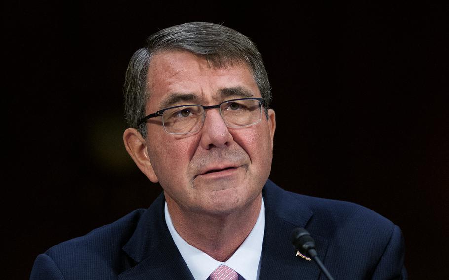 Secretary of Defense Ash Carter attends a hearing on Capitol Hill in Washington on Wednesday, Dec. 9, 2015. In a letter sent to Congressional leaders on Thursday, July 14, 2016, Carter blasted a House budget plan.