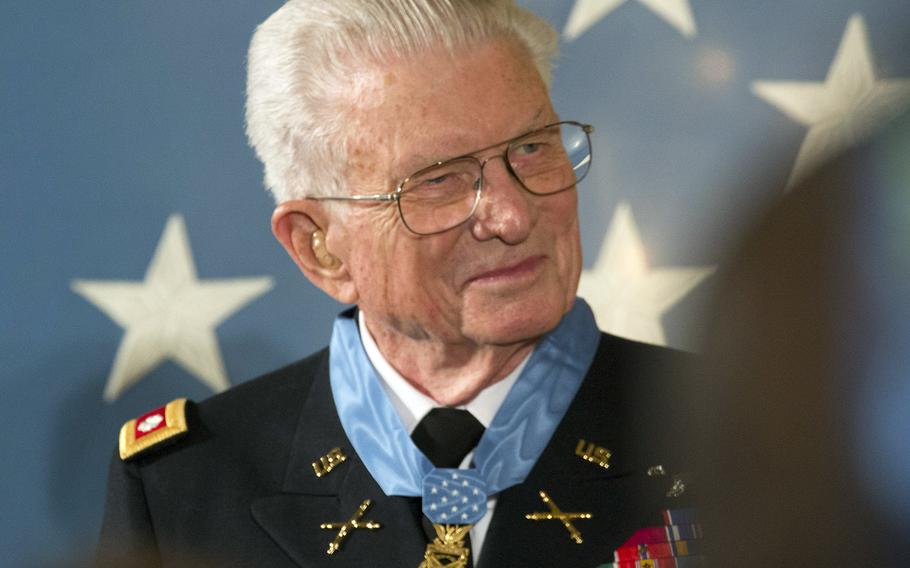 Retired Lt. Col. Charles Kettles, 86, is awarded the Medal of Honor at the White House on July 18, 2016. Kettles was a Huey helicopter pilot who rescued more than 40 soldiers who were ambushed in Vietnam in 1967.