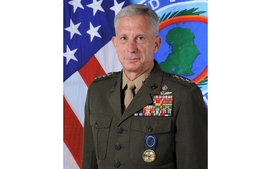 AFRICOM's commander Marine Corps Gen. Thomas Waldhauser says U.S. forces are tracking Islamic State fighters who have fled the battle in the coastal Libyan city of Sirte. "What we don't want them to do is re-emerge," Waldhauser said Wednesday, Nov. 16, 2016, during an interview in Stuttgart, Germany.