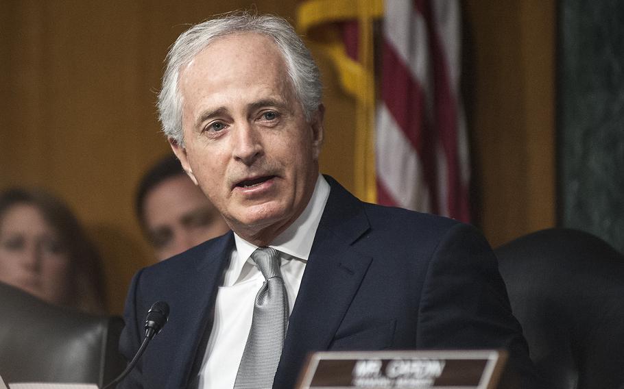 Chairman of the Senate Foreign Relations Committee Sen. Bob Corker, R-Tenn., gives an opening statement as members considered President-elect Donald Trump's nomination of Rex Tillerson to become the next secretary of state, during a hearing on Capitol Hill in Washington, D.C., on Wednesday, Jan. 11, 2017.