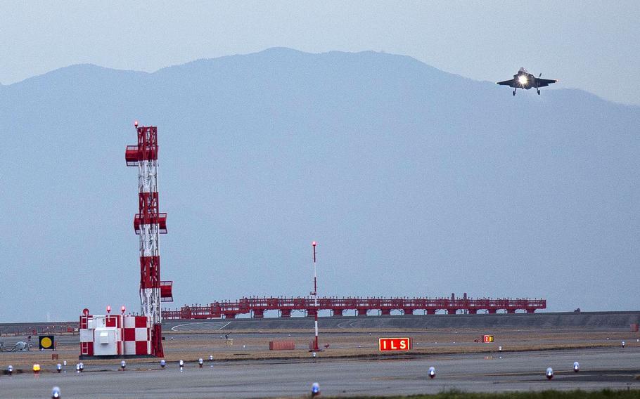 An F-35B Lightning II with Marine Fighter Attack Squadron (VMFA) 121, lands at Marine Corps Air Station Iwakuni, Japan, Jan. 18, 2017. VMFA-121 conducted a permanent change of station to MCAS Iwakuni, from MCAS Yuma, Ariz., and now belongs to Marine Aircraft Group 12, 1st Marine Aircraft Wing, III Marine Expeditionary Force. The F-35B Lightning II is a fifth-generation fighter, which is the world's first operational supersonic short takeoff and vertical landing aircraft. The F-35B brings strategic agility, operational flexibility and tactical supremacy to III MEF with a mission radius greater than that of the F/A-18 Hornet and AV-8B Harrier II in support of the U.S. - Japan alliance.