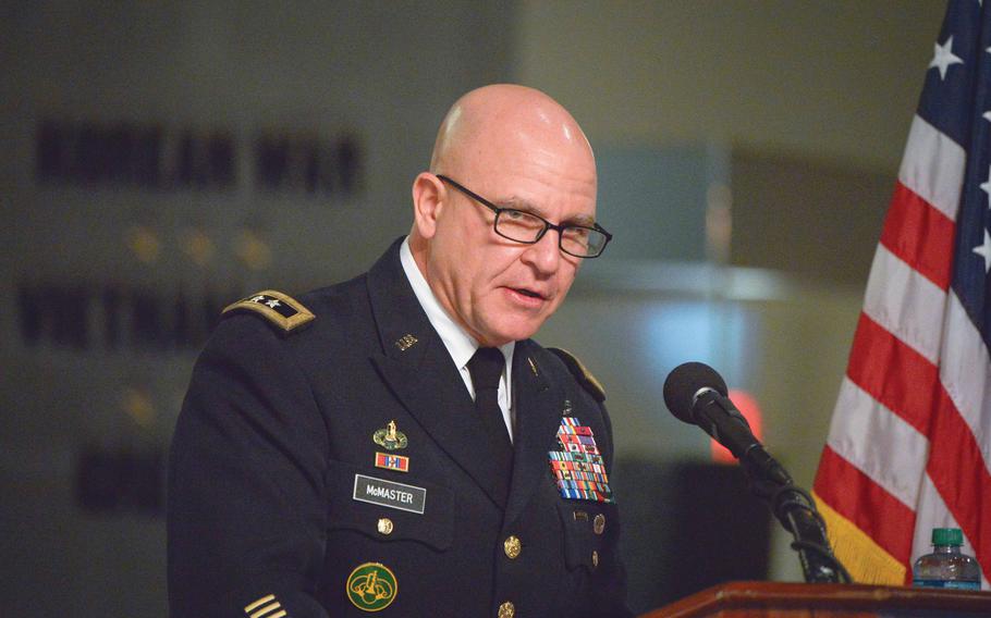 Maj. Gen. H. R. McMaster, Maneuver Center of Excellence commanding general, speaks during Vietnam: Valor and Sacrifice, a half-day symposium and dinner, featuring four Medal of Honor recipients, four former Vietnam-era prisoners of war and various guest speakers March 20 at the National Infantry Museum.
