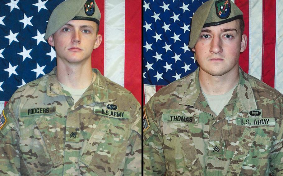 Army Rangers Sgt. Joshua P. Rodgers and Sgt. Cameron H. Thomas