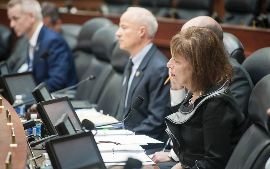 Congressmembers listen to testimony from sexual assault victims on Tuesday, May, 2, 2017, during a House Armed Services subcommittee hearing that was part of an overview of an annual report on sexual harassment and violence at the military service academies.