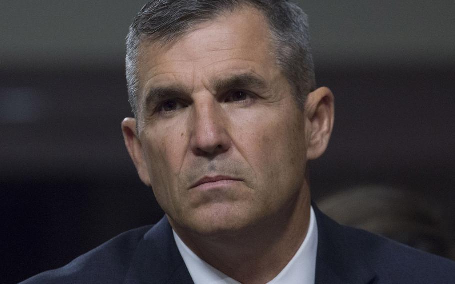 Wounded Warrior Project Chief Executive Officer Mike Linnington, at a hearing on Capitol Hill in March, 2017.