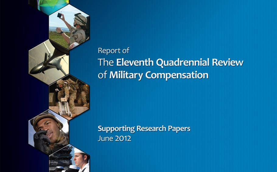 An image from the cover page of the last published Quadrennial Review of Military Compensation, from 2012.