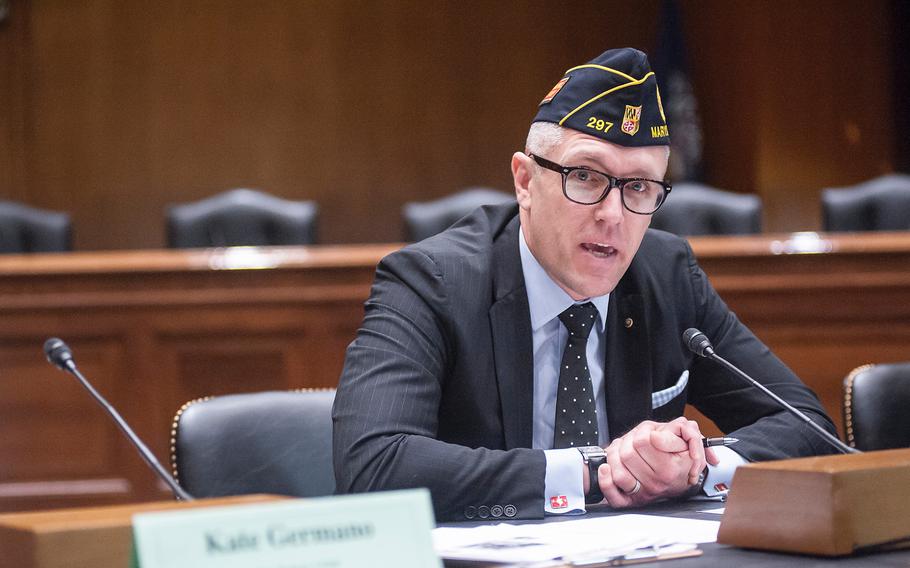 American Legion spokesman Joe Plenzler speaks during a panel discussion on Capitol Hill on April 5, 2017. 