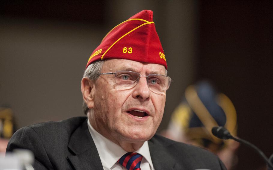 American Legion National Commander Charles Schmidt addresses members of Congress on Capitol Hill on March 1, 2017. Speaking of provisions in the recent 2018 budget proposal that pertains to VA health services, Schmidt on Friday, May 26, said “it is a ‘stealth’ privatization attempt, which the American Legion fully opposes.”