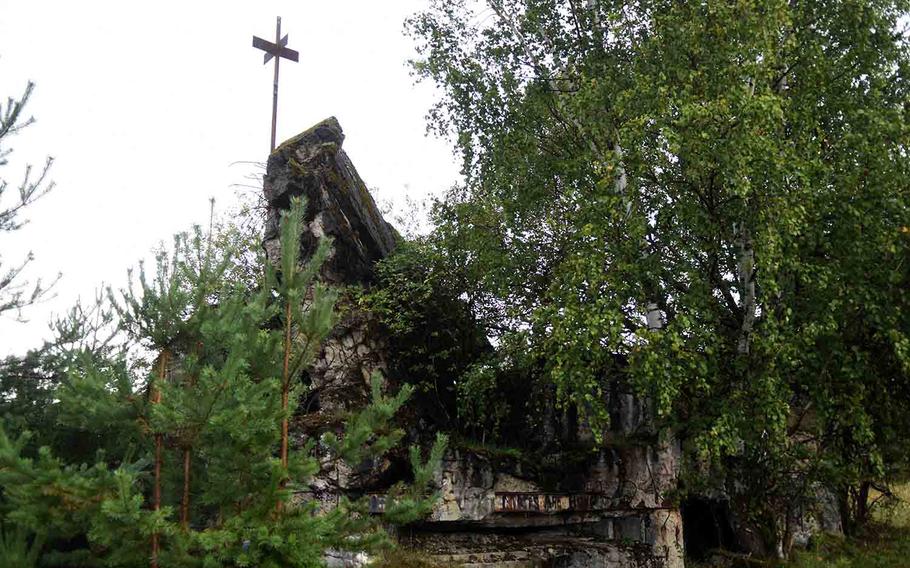 The ruins of a WWII bunker built during the expansion of the base at Grafenwoehr, Germany, Sept. 1, 2017. 
                