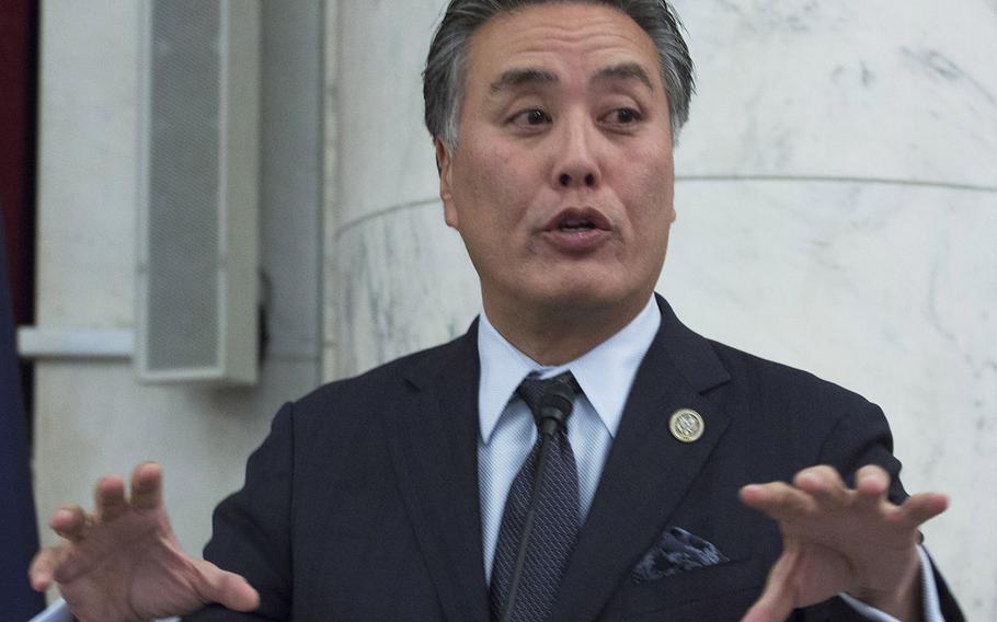 Rep. Mark Takano, D-Calif., speaks during an American Federation of Government Employees-hosted panel discussion on VA health care, October 5, 2017, in Washington, D.C.