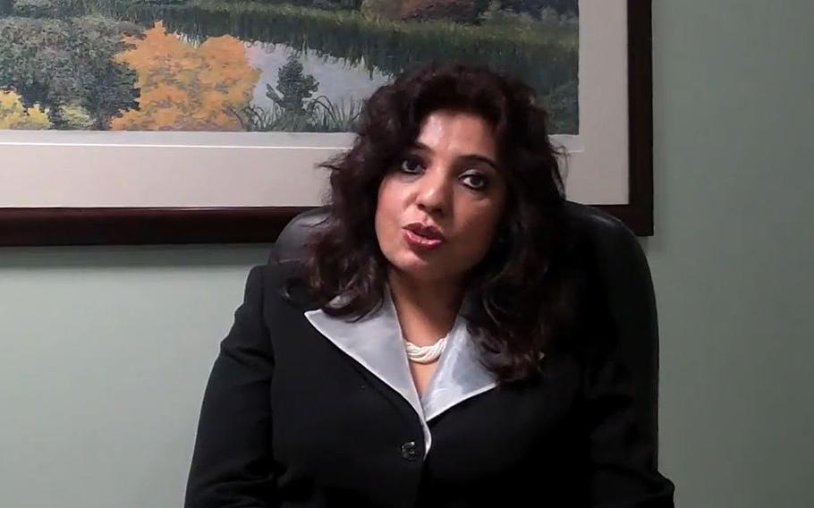 A screen grab shows Dr. Poonam Alaigh as seen in a July 2011 video post. According to a report on Friday, Oct. 6, 2017, Alaigh was to resign her post as the VA's acting undersecretary for health.