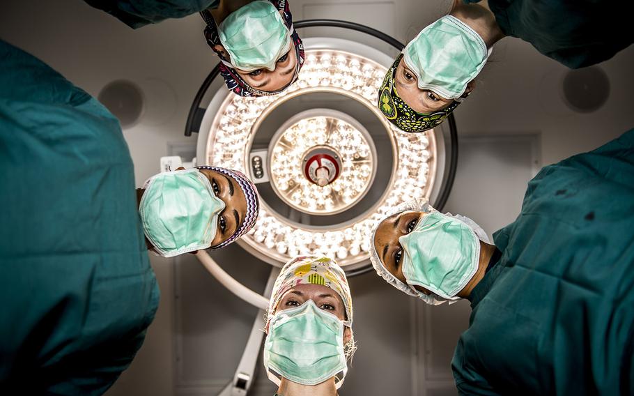 Surgeons of the Belvoir Hospital at Fort Belvoir, Va., pose for a photo on April 12, 2017. The House Committee on Veterans’ Affairs on Wednesday, Nov. 7, 2017, will consider a bill to overhaul the Veterans Choice Program and implement new rules about when and where veterans can seek health care in the private sector.