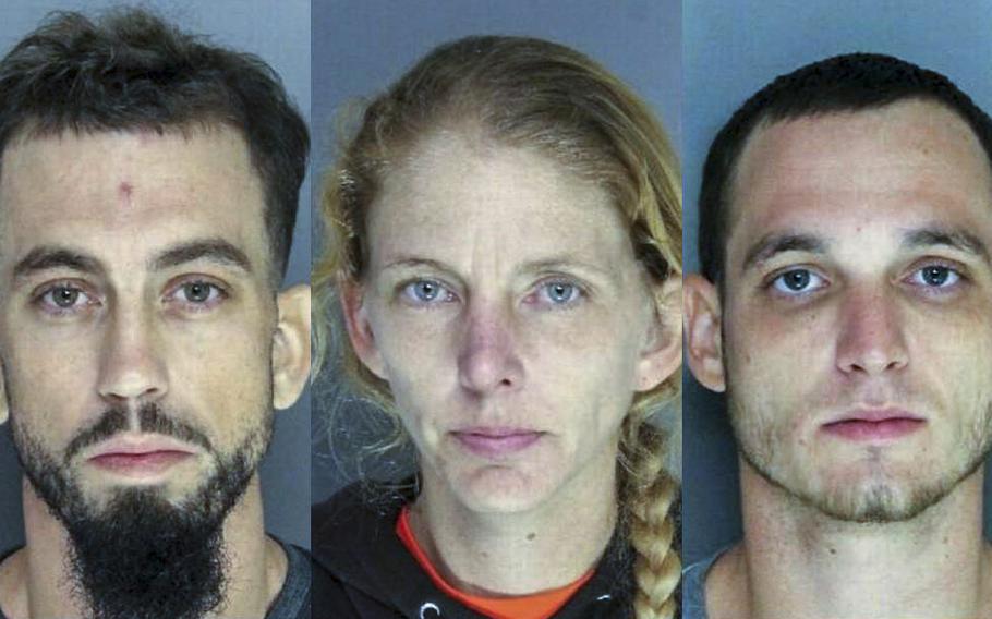 Brandon Shane Polston, left, Kimberly Denise Cannon and Austin Lee Ritter. Polson was sentenced to10 years in prison for stealing weapons from a South Carolina National Guard armory. 
