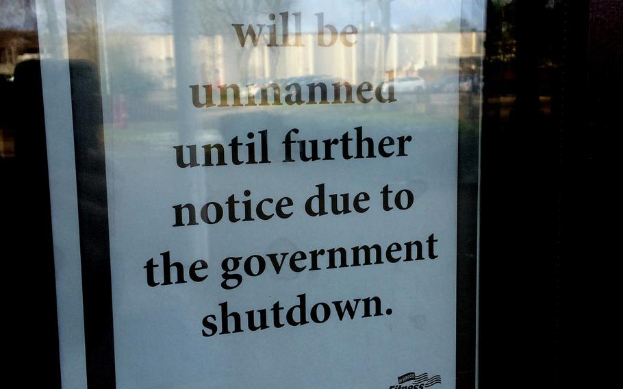 Some facilities on Vogelweh were closed or unmanned on Monday, Jan. 22, 2018, due to the government shutdown.