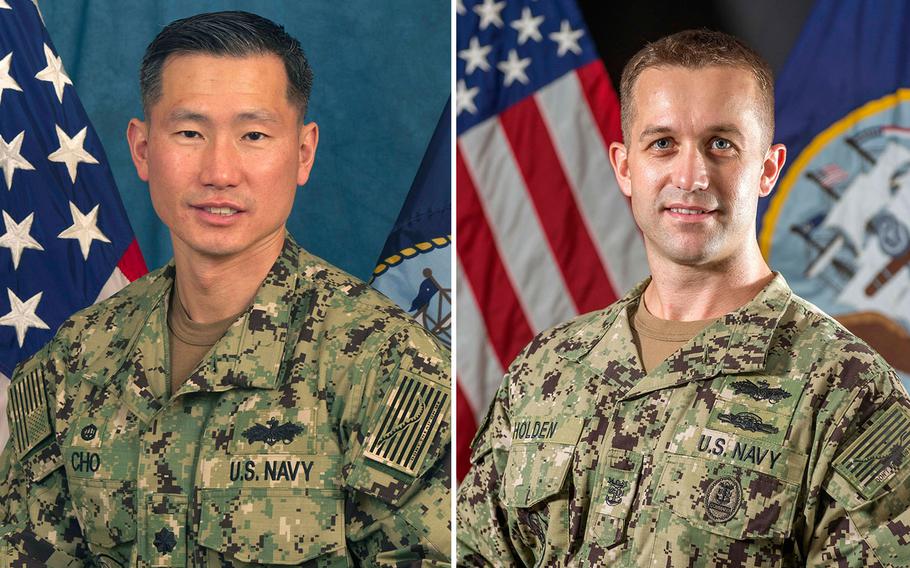 Cmdr. James Cho and Command Master Chief Petty Officer Jason Holden 