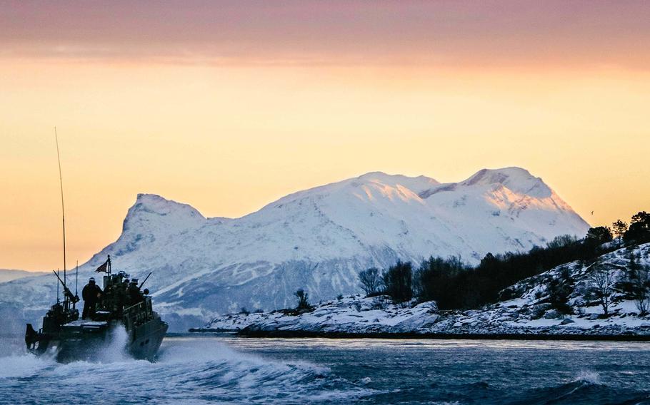 Explosive ordnance disposal teams from the United States and Norway practice mine countermeasures on Feb. 7, 2018, near Ramsund, Norway. Arctic Specialist is an annual exercise hosted by the Royal Norwegian Navy.