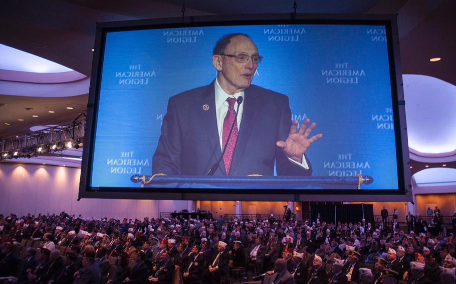Attendees of the American Legion's annual Washington Conference listen as U.S. Rep Phil Roe, Chairman of the House Committee on Veterans Affairs, speaks during a morning session on Tuesday Feb. 27, 2018, in Washington, D.C.