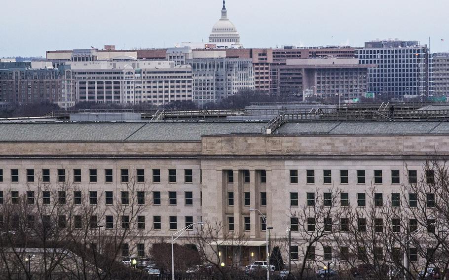 The Pentagon and the U.S. Capitol, in January, 2018. U.S. military officials have sought to ward off congressional efforts to address child-on-child sexual assaults on bases, even as they disclose that the problem is larger than previously acknowledged.
                