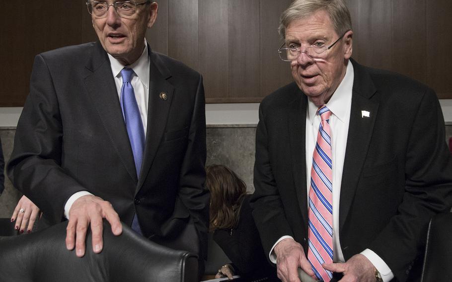 Rep. Phil Roe, R-Tenn., left, chairman of the House Veterans' Service Committee, and Sen. Johnny Isakson, R-Ga., chairman of the Senate Veterans' Affairs Committee.