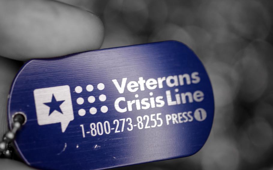 Telephone number of the Veteran's Crisis Line is shown on this tag. The intervention of a rookie Office of Special Investigations officer on Reddit last week may have saved an airman's life.