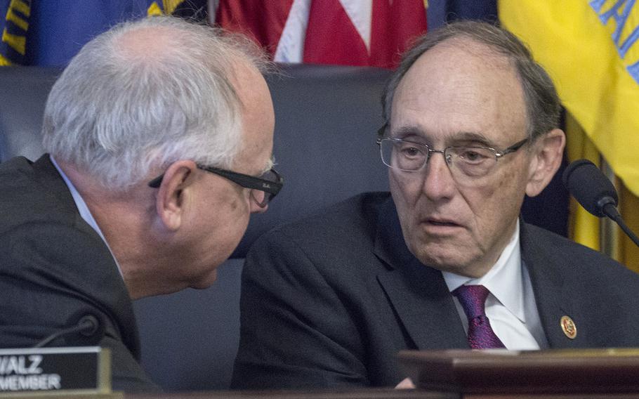 House Committee on Veterans’ Affairs Chairman Rep. Phil Roe, R-Tenn., right, has introduced a reworked bill that now includes a method to pay for extending Agent Orange benefits to Vietnam War "Blue Water" veterans. Ranking Member Rep. Tim Walz, D-Minn, left, says he will support the legislation.