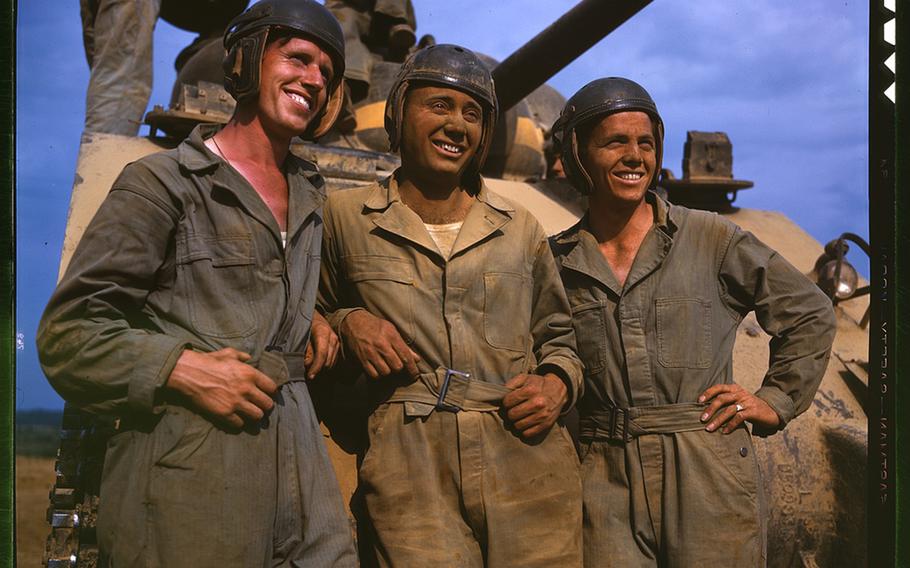An M-4 tank crew in 1942 at Fort Knox, Kentucky. 