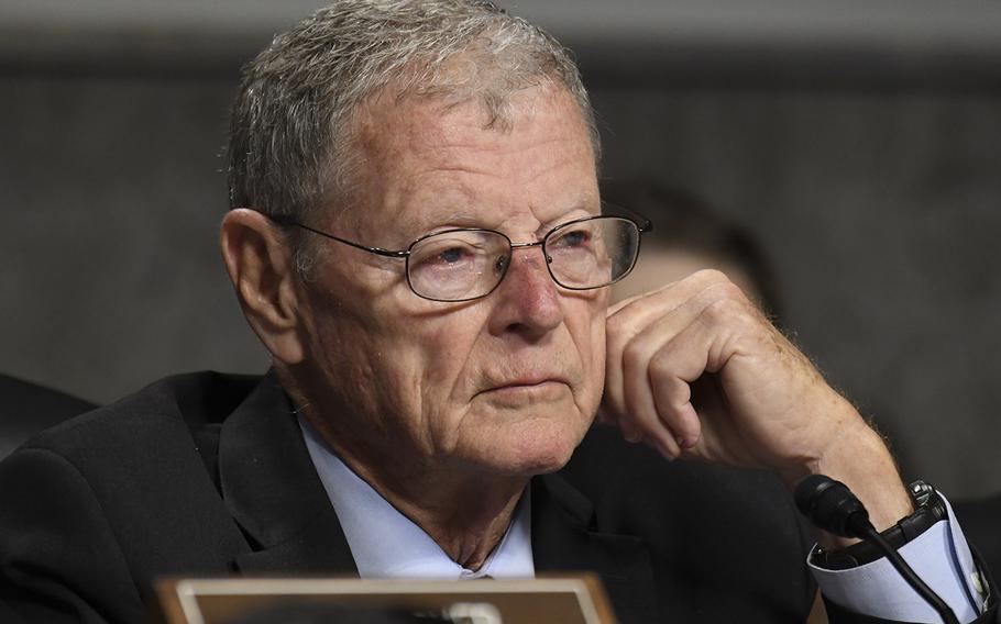 Sen. Jim Inhofe, R-Okla., at a hearing on Capitol Hill, June 19, 2018.
