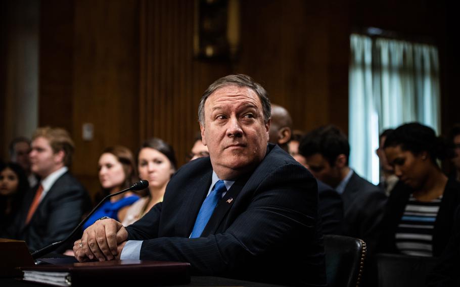 Secretary of State Mike Pompeo testifies to Senate Foreign Relations Committee on July 25, 2018, in Washington, D.C.
