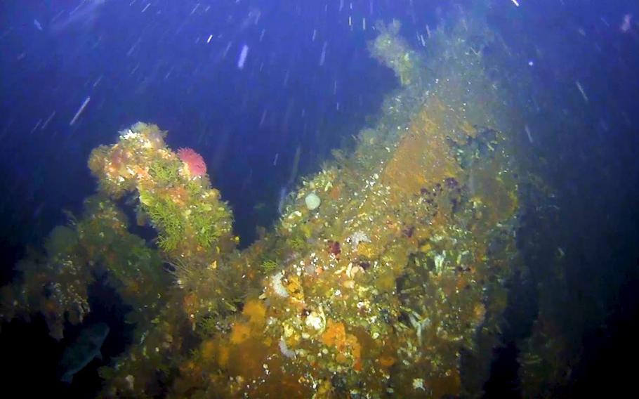 The underwater wreckage of the USS Abner Read discovered by researchers July 17 off the Aleutian Islands in Alaska. The destroyer was ripped apart by a Japanese mine on Aug. 18, 1943, and 71 sailors died. Of the men who died, 70 were lost at sea.