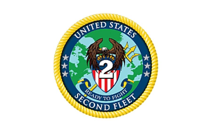 The official crest for the re-establishment of Commander, U.S. 2nd Fleet.