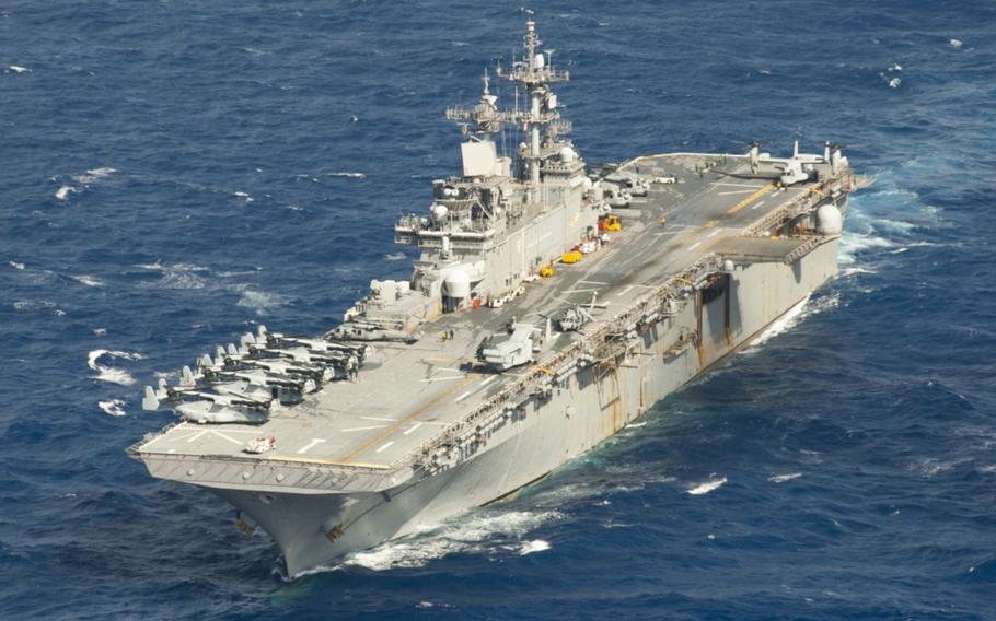 The amphibious assault ship USS Wasp sails in the Philippine Sea on Aug. 26, 2018.