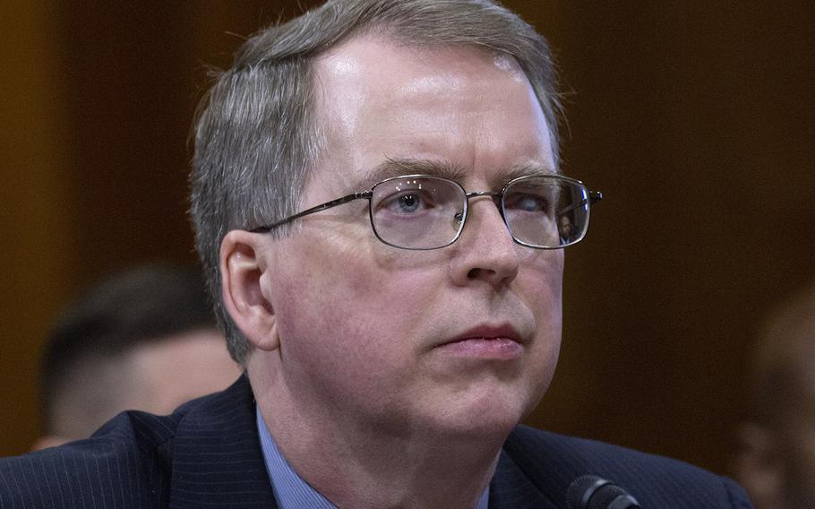DOD Comptroller David Norquist, shown here at a Senate hearing in March, 2018, noted that "Fifty-five percent of the department’s assets and liabilities were under audit for the very first time this year.”