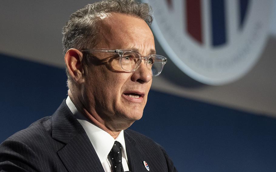 Actor Tom Hanks speaks at the Elizabeth Dole Foundation's Heroes and History Makers event in Washington, D.C., Nov. 29, 2018. Hanks was honored for his advocacy of military caregivers.