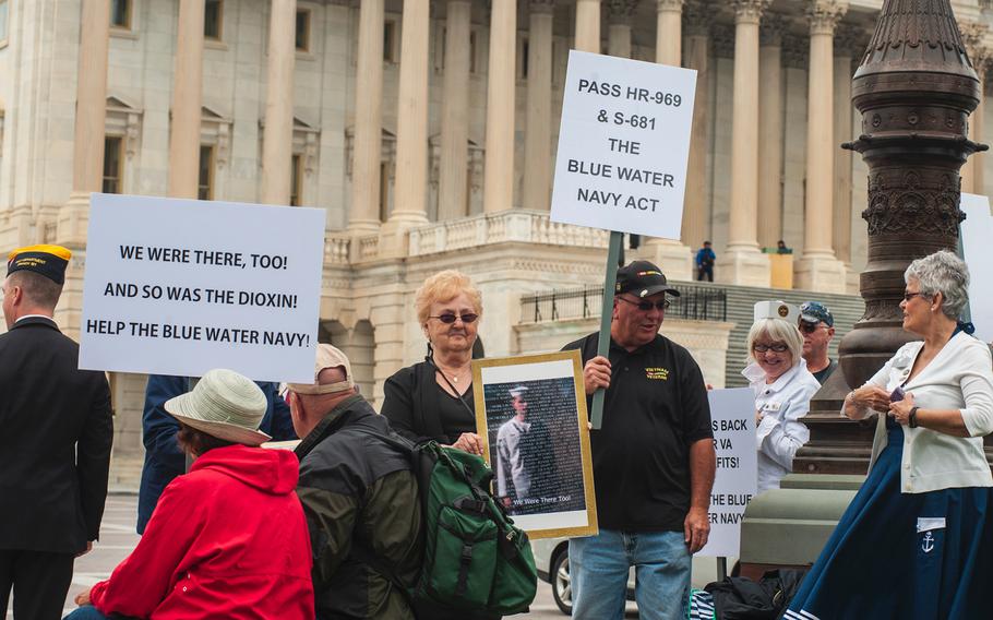 Members of advocacy groups gathered on Capitol Hill in Washington, D.C., on May 18, 2016, to promote the Blue Water Navy Vietnam Veterans Act.