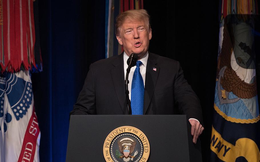 President Donald Trump speaks during a Missile Defense Review in the Pentagon Auditorium, Washington, D.C., on Jan. 17, 2019.