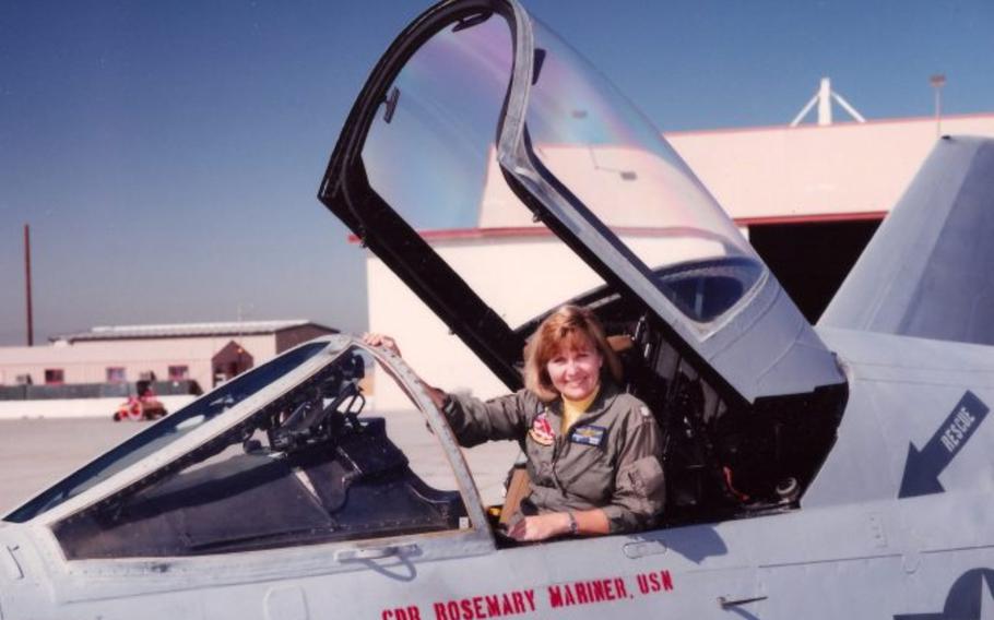 Rosemary Mariner is shown in the 1990s when she was commanding officer of a squadron on the West Coast.