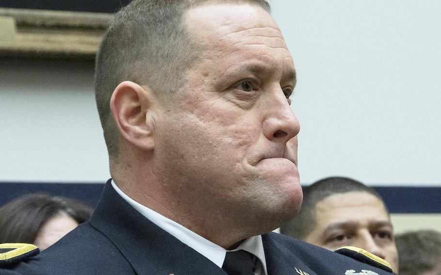 Maj. Gen. David S. Baldwin, adjutant general of the California National Guard, testifies at a hearing of the House Armed Services Committee's Military Personnel subcommittee on Capitol Hill, Dec. 7, 2016.