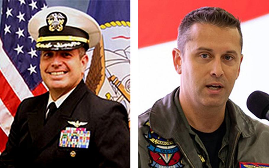 Capt. Vincent Segars, left, and Cmdr. Joshua Fuller were killed in a plane crash Wednesday, June 10, 2020, near Selma, Ala.
                